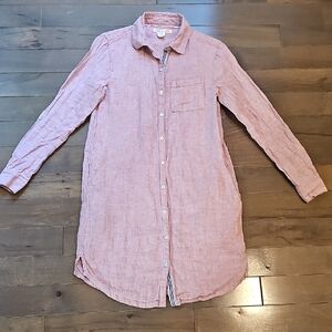 C&C California Linen Button-Up Shirt Dress, Size XS, Pink
